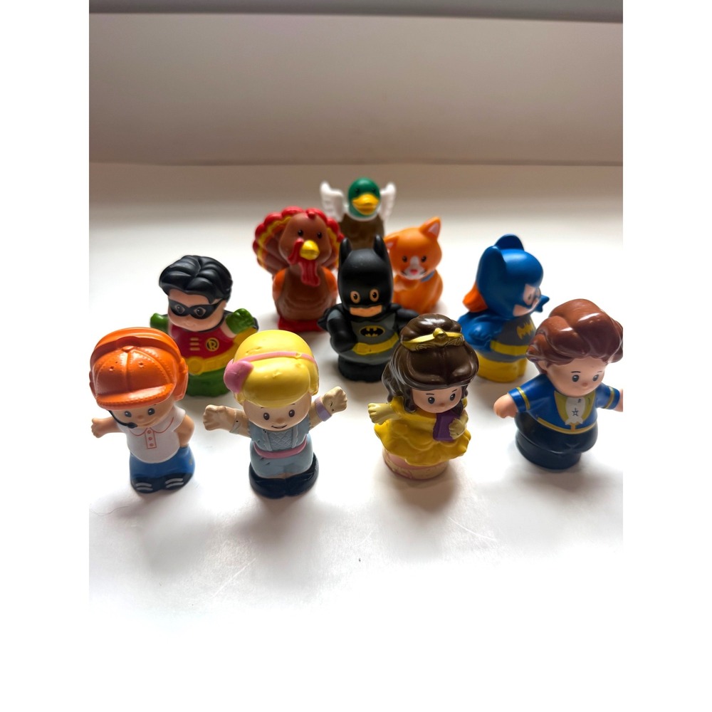 Fisher-Price Little People Figures Lot 10pc Batman Belle Beauty & the Beast